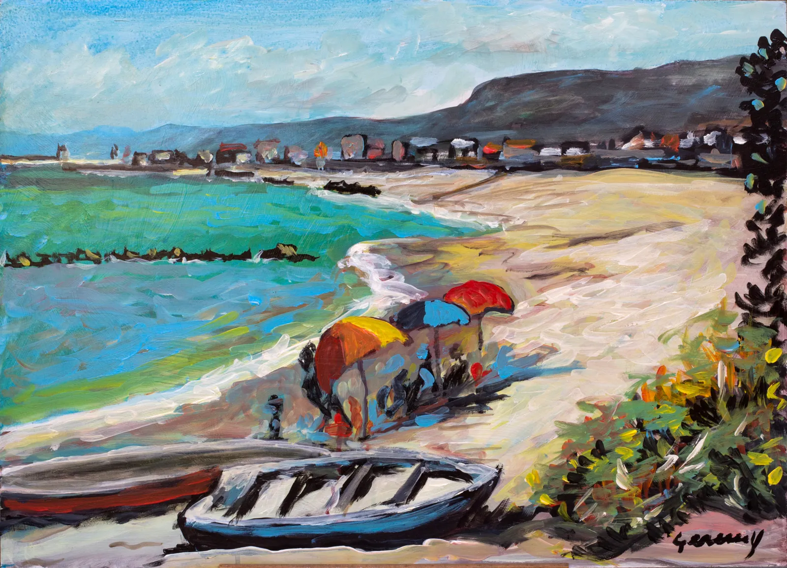 Aldo Geremicca, Spiaggia con ombrelloni