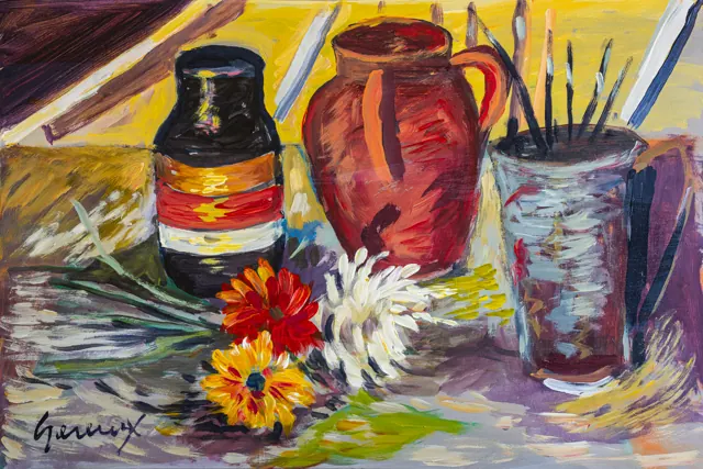 Aldo Geremicca, Brocche, pennelli e fiori